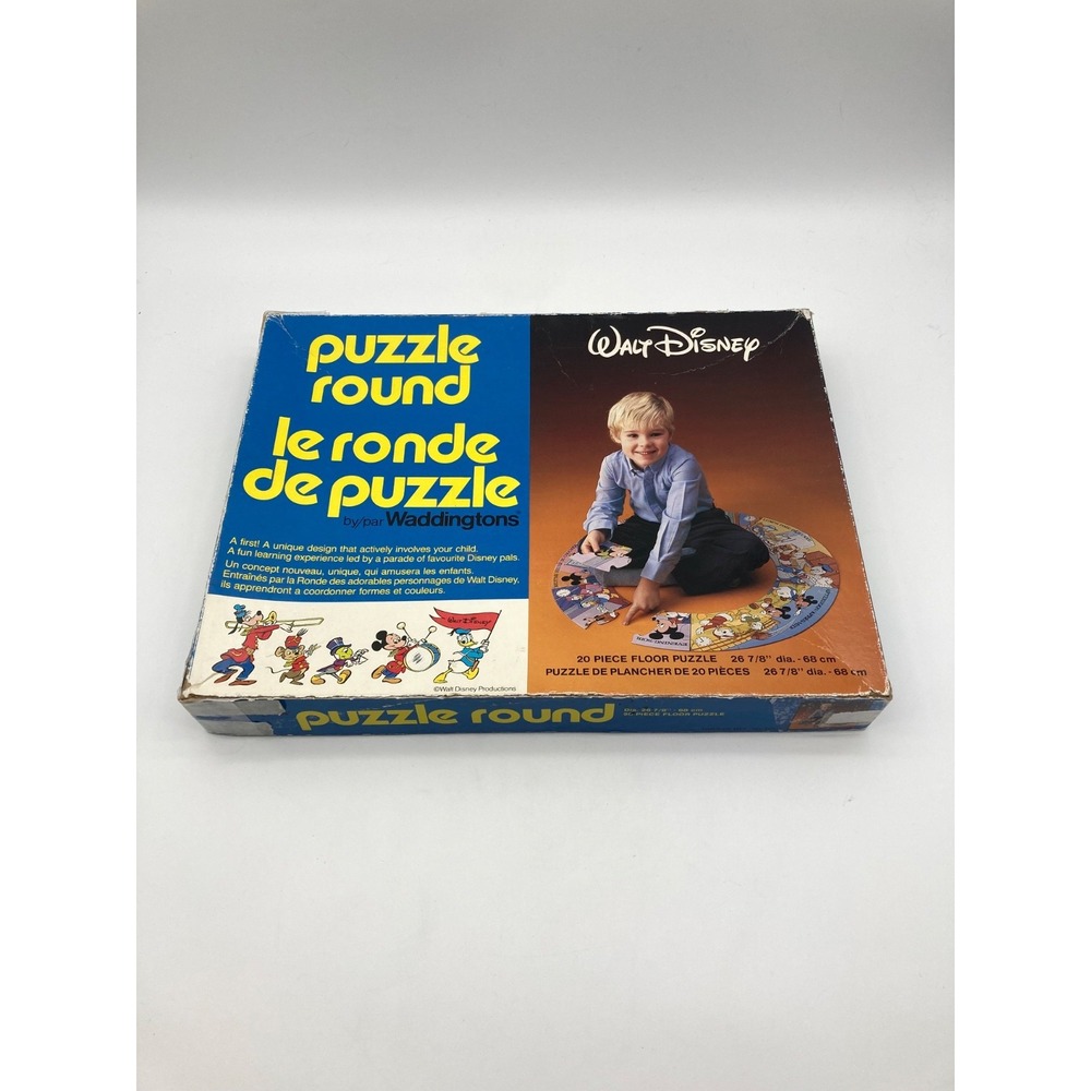 Vintage 1984 Waddingtons Disney Puzzle Round Times of Day Floor Jigsaw 20 Pc